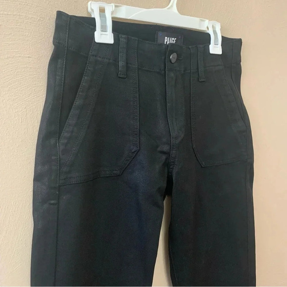 PAIGE Mayslie Coated Jogger Pants in Black Fog Luxe Coating - Picture 7 of 16